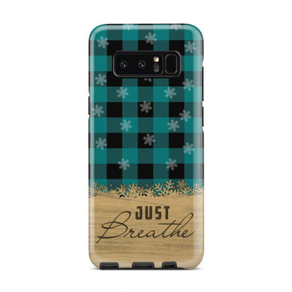 Just Breathe Teal Black Buffalo Phone Case - Inspirational Bible Scripture iPhone Cases