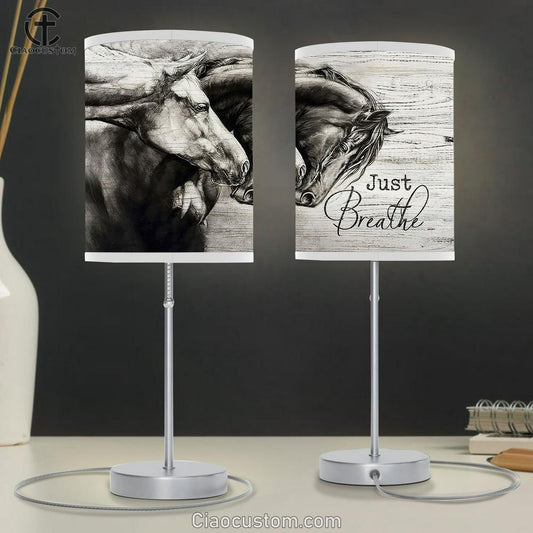 Just Breathe The Amazing Horses Lamp Art Table Lamp - Christian Room Decor - Gifts For Horse Lovers