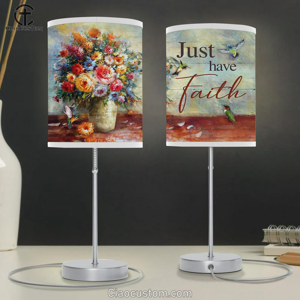 Just Have Faith Hummingbird Table Lamp Art - Bible Verse Lamp Art - Room Decor Christian