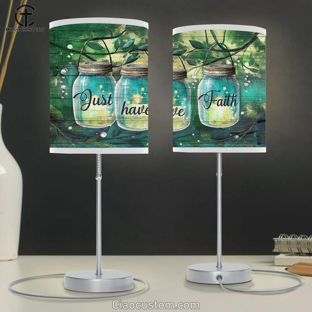 Just Have Faith Miracle Glass Jar Table Lamp Art - Christian Lamp Art Decor - Bible Verse Table Lamp