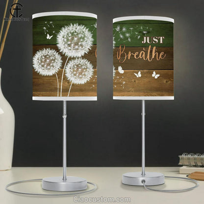 Just breathe Dandelion White butterfly Table Lamp For Bedroom - Bible Verse Table Lamp - Religious Room Decor
