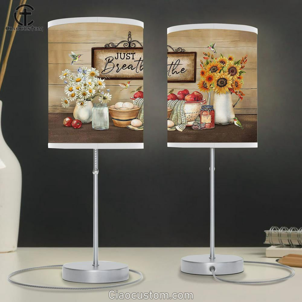 Just breathe daisy Hummingbird Table Lamp For Bedroom - Bible Verse Table Lamp - Religious Room Decor