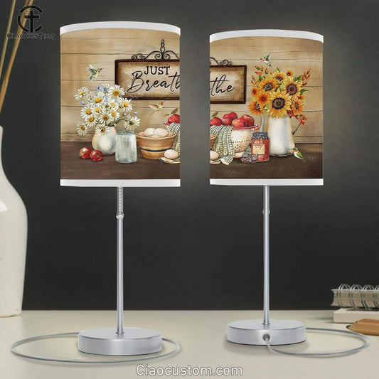 Just breathe daisy Hummingbird Table Lamp For Bedroom - Bible Verse Table Lamp - Religious Room Decor