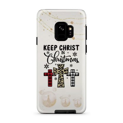 Keep Christ In Christmas Three Crosses Phone Case - Inspirational Bible Scripture iPhone Cases