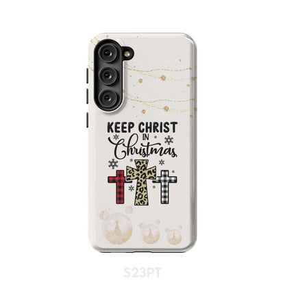 Keep Christ In Christmas Three Crosses Phone Case - Inspirational Bible Scripture iPhone Cases
