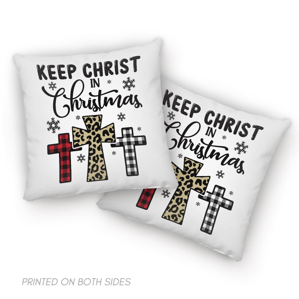 Keep Christ In Christmas Three Crosses Pillow