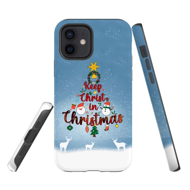 Keep Christ In Christmas Tree Phone Case - Inspirational Bible Scripture iPhone Cases