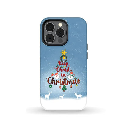 Keep Christ In Christmas Tree Phone Case - Inspirational Bible Scripture iPhone Cases