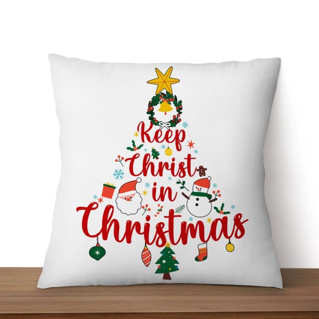 Keep Christ In Christmas Tree Pillow
