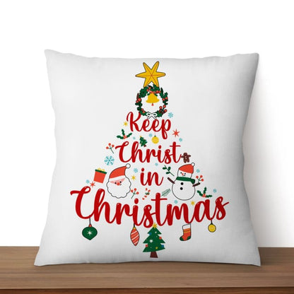 Keep Christ In Christmas Tree Pillow