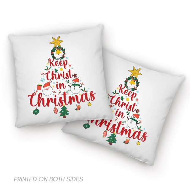 Keep Christ In Christmas Tree Pillow