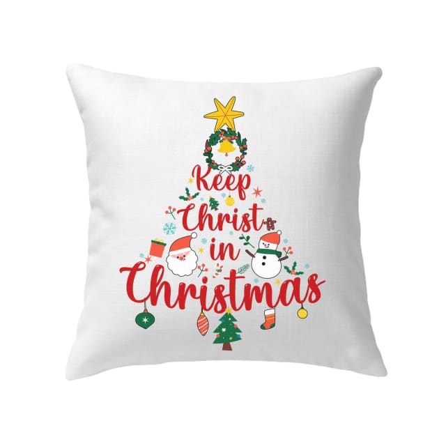 Keep Christ In Christmas Tree Pillow