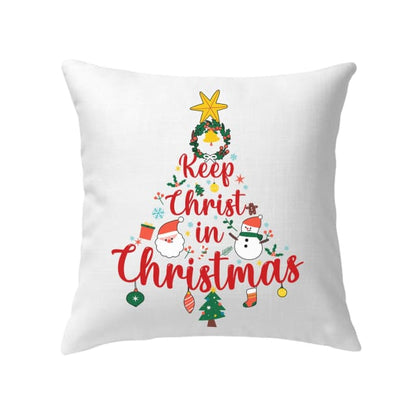 Keep Christ In Christmas Tree Pillow