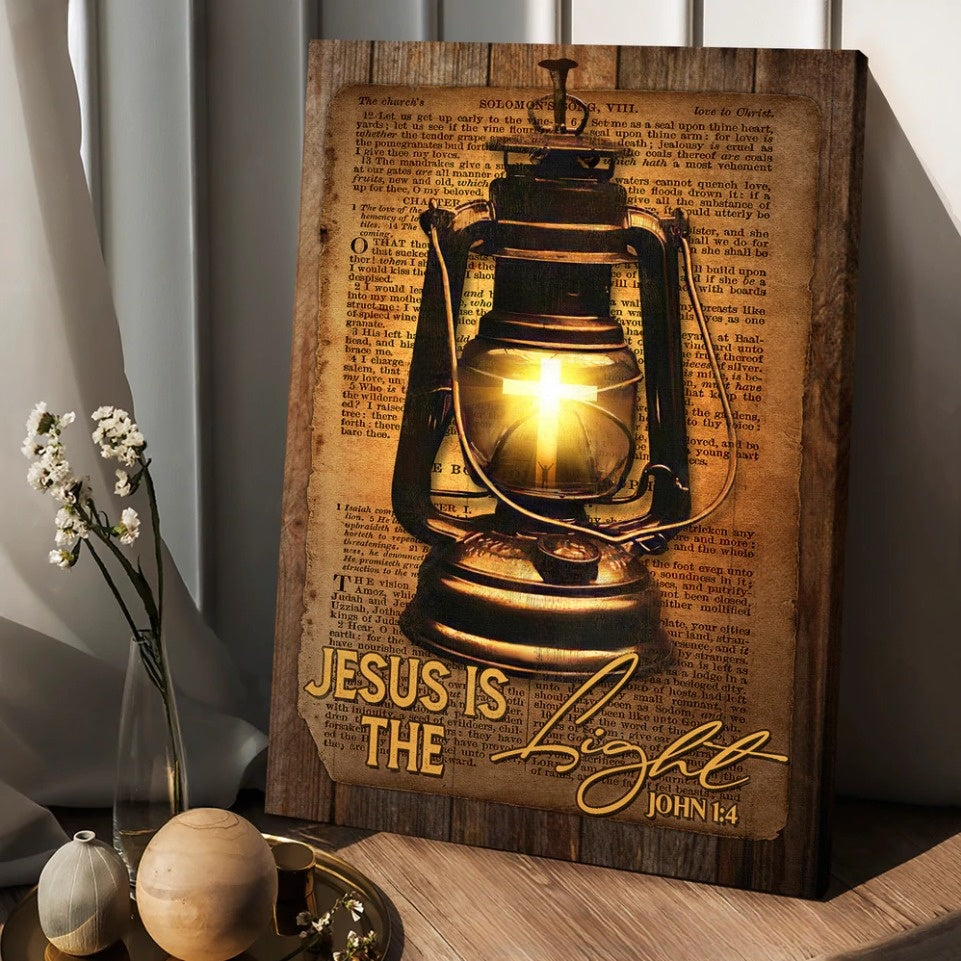 Kerosene Lamp Light Cross Jesus Is The Light Canvas Wall Art - Christi ...