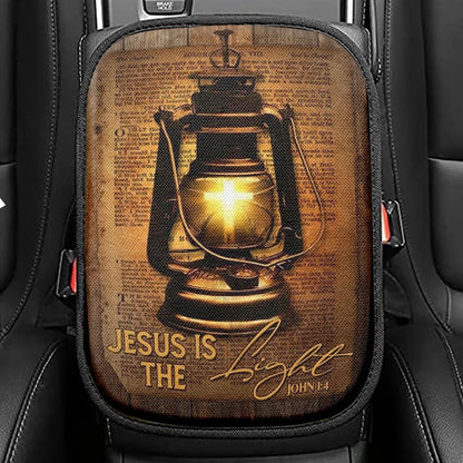Kerosene Lamp Light Cross Jesus Is The Light Car Center Console Cover, Christian Armrest Seat Cover, Bible Seat Box Cover