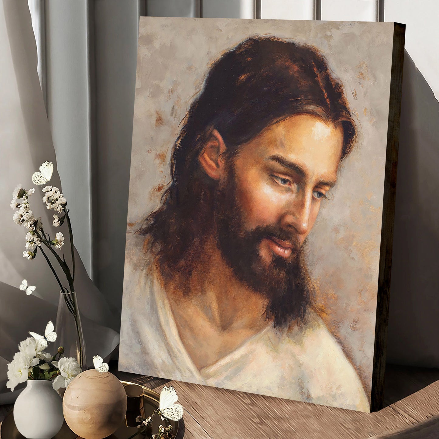 Kindly Loved Canvas Wall Art - Jesus Picture - Jesus Portrait Canvas