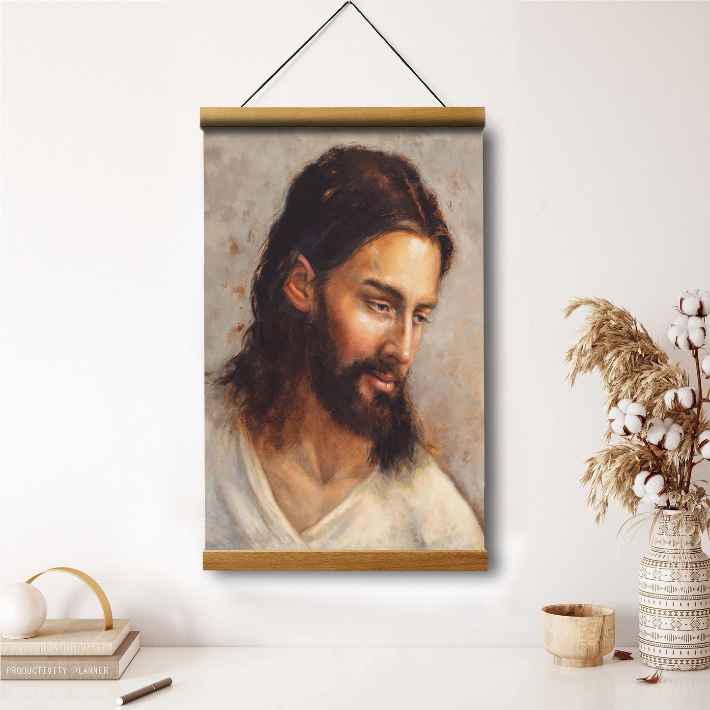 Kindly Loved Hanging Canvas Wall Art - Jesus Picture - Jesus Portrait Canvas - Religious Canvas