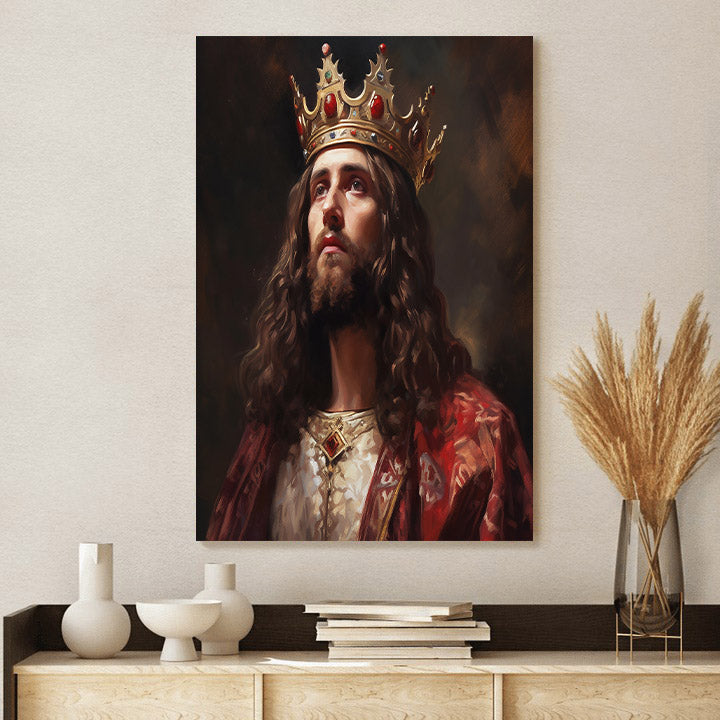 King Jesus Standing In A Crown - Canvas Picture - Jesus Christ Canvas - Christian Wall Art