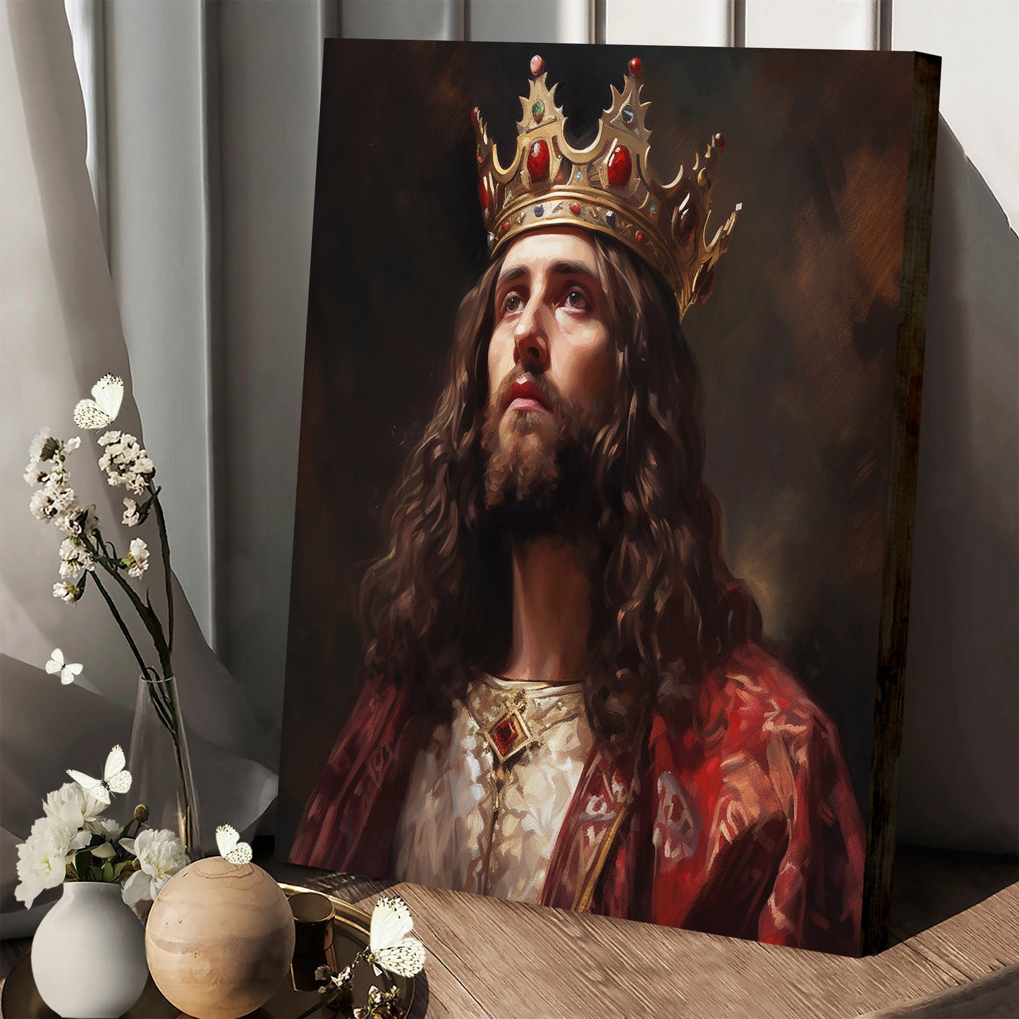 King Jesus Standing In A Crown - Canvas Picture - Jesus Christ Canvas - Christian Wall Art