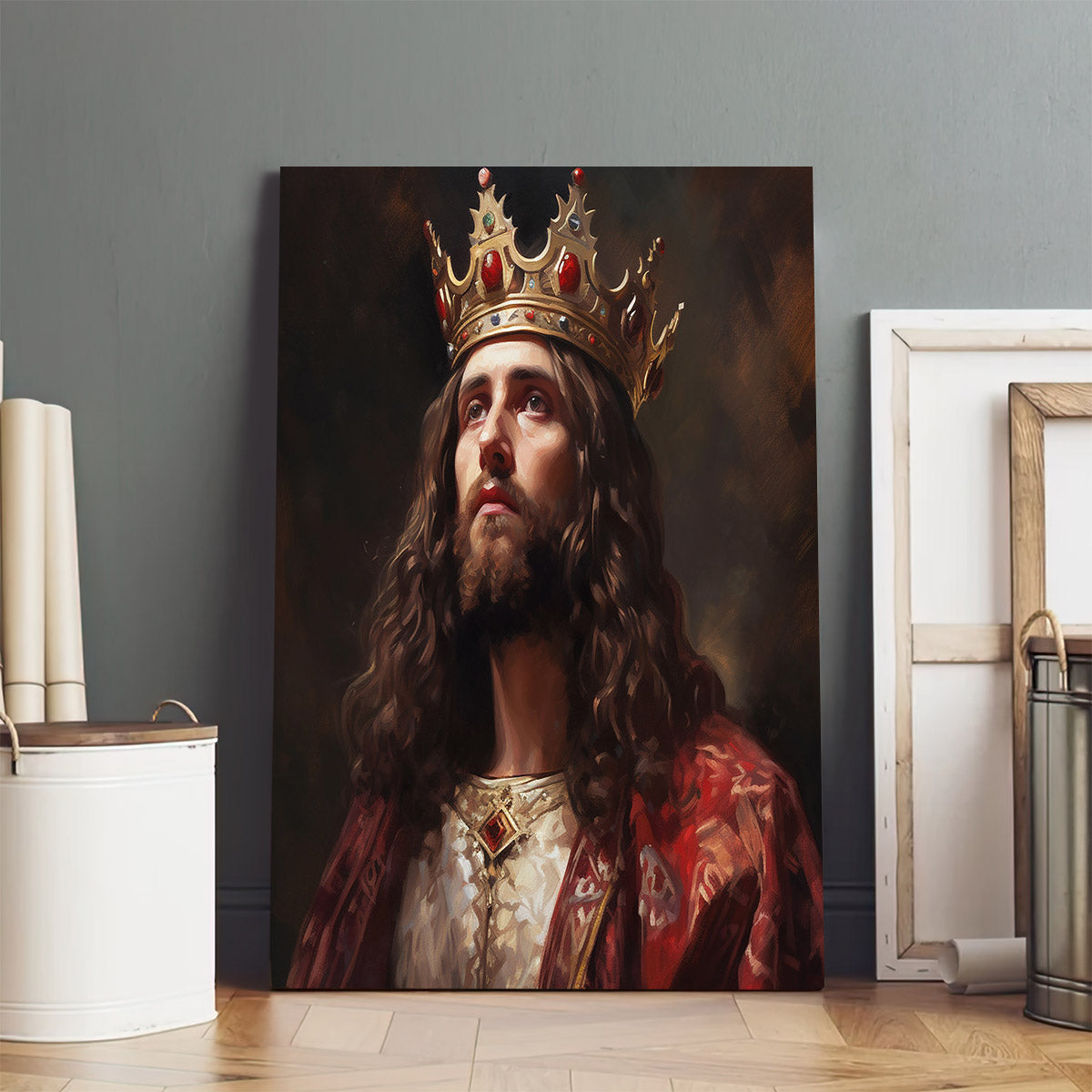 King Jesus Standing In A Crown - Canvas Picture - Jesus Christ Canvas - Christian Wall Art