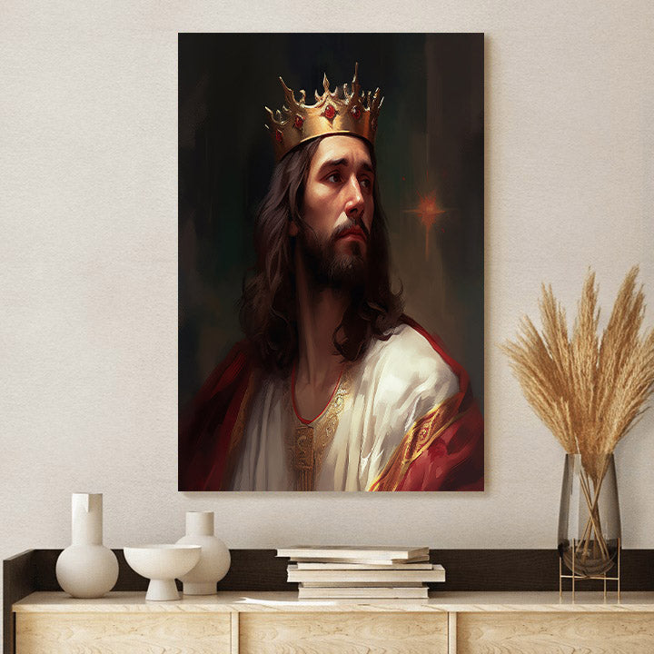 King Jesus Standing In A Crown 1 - Canvas Picture - Jesus Christ Canvas - Christian Wall Art