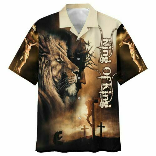 King Of King Jesus Lion Hawaiin Shirt - Christian Hawaiin Shirt For Men & Women