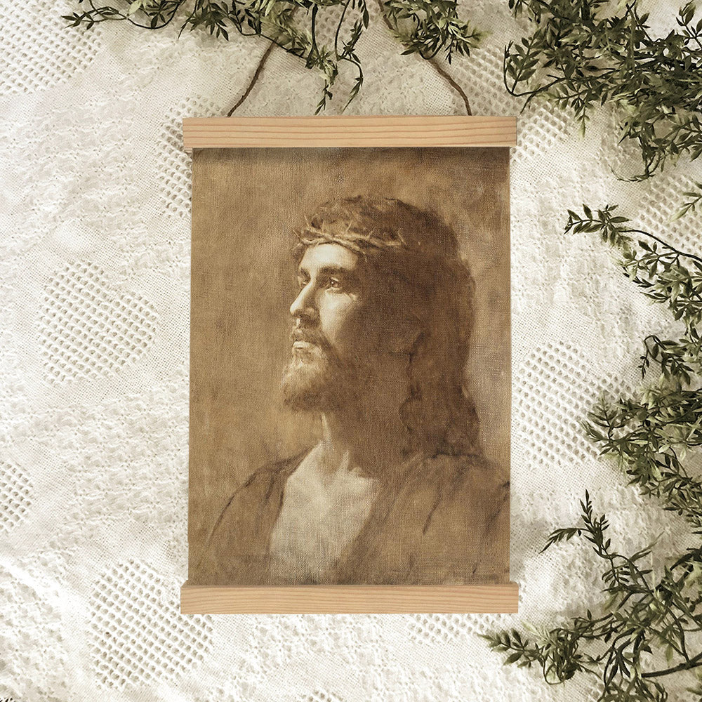 King Of Kings Hanging Canvas Wall Art - Jesus Picture - Jesus Portrait Canvas - Religious Canvas