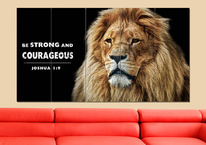 King Of Lions Joshua 19 Be Strong And Courageous Wall Art - Christian Canvas Wall Art