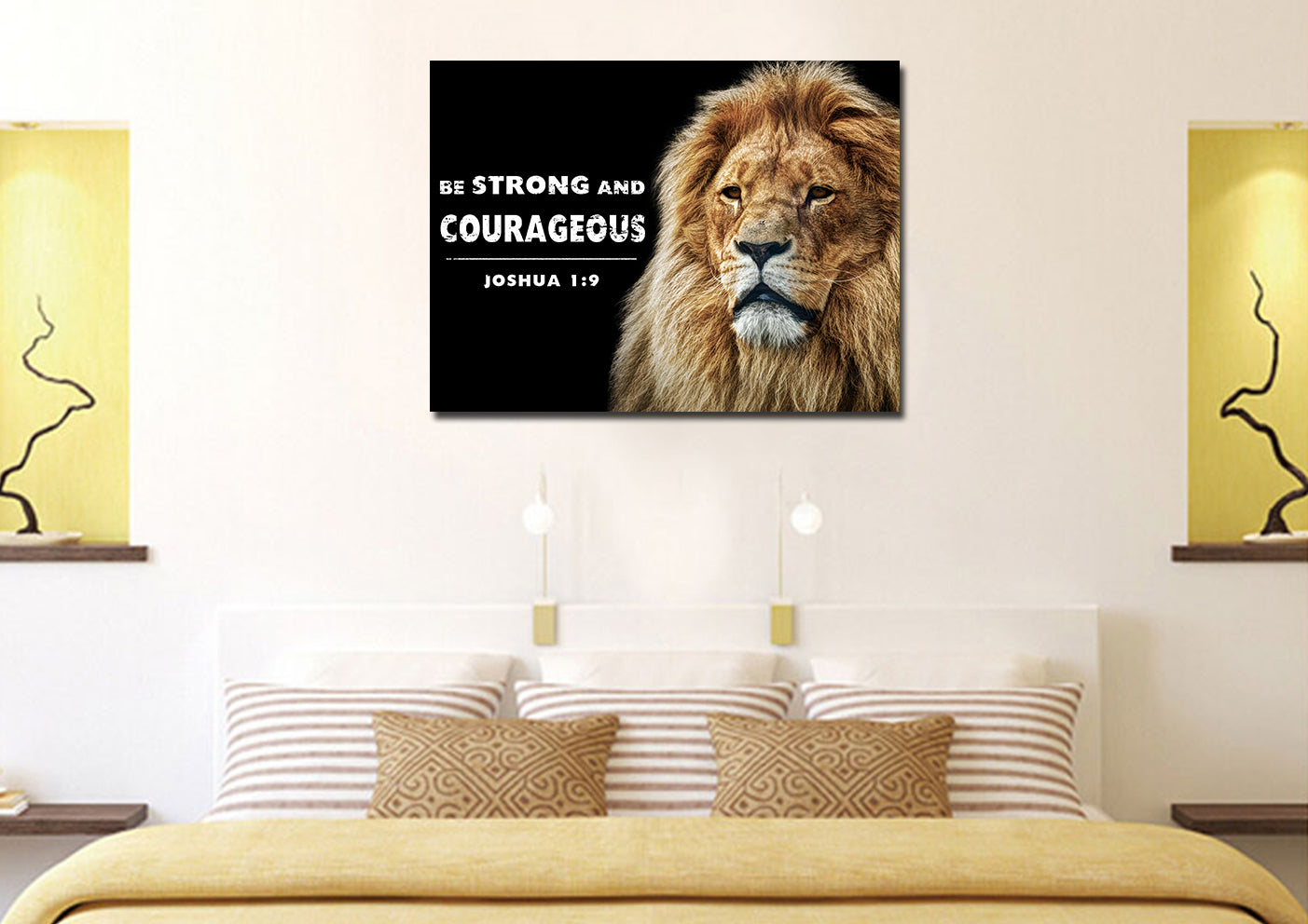 King Of Lions Joshua 19 Be Strong And Courageous Wall Art - Christian Canvas Wall Art