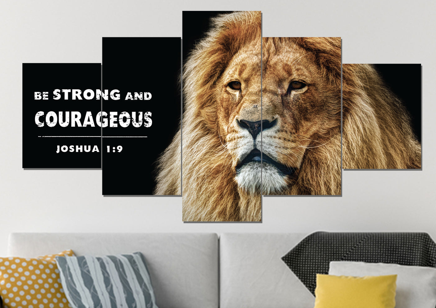 King Of Lions Joshua 19 Be Strong And Courageous Wall Art - Christian Canvas Wall Art