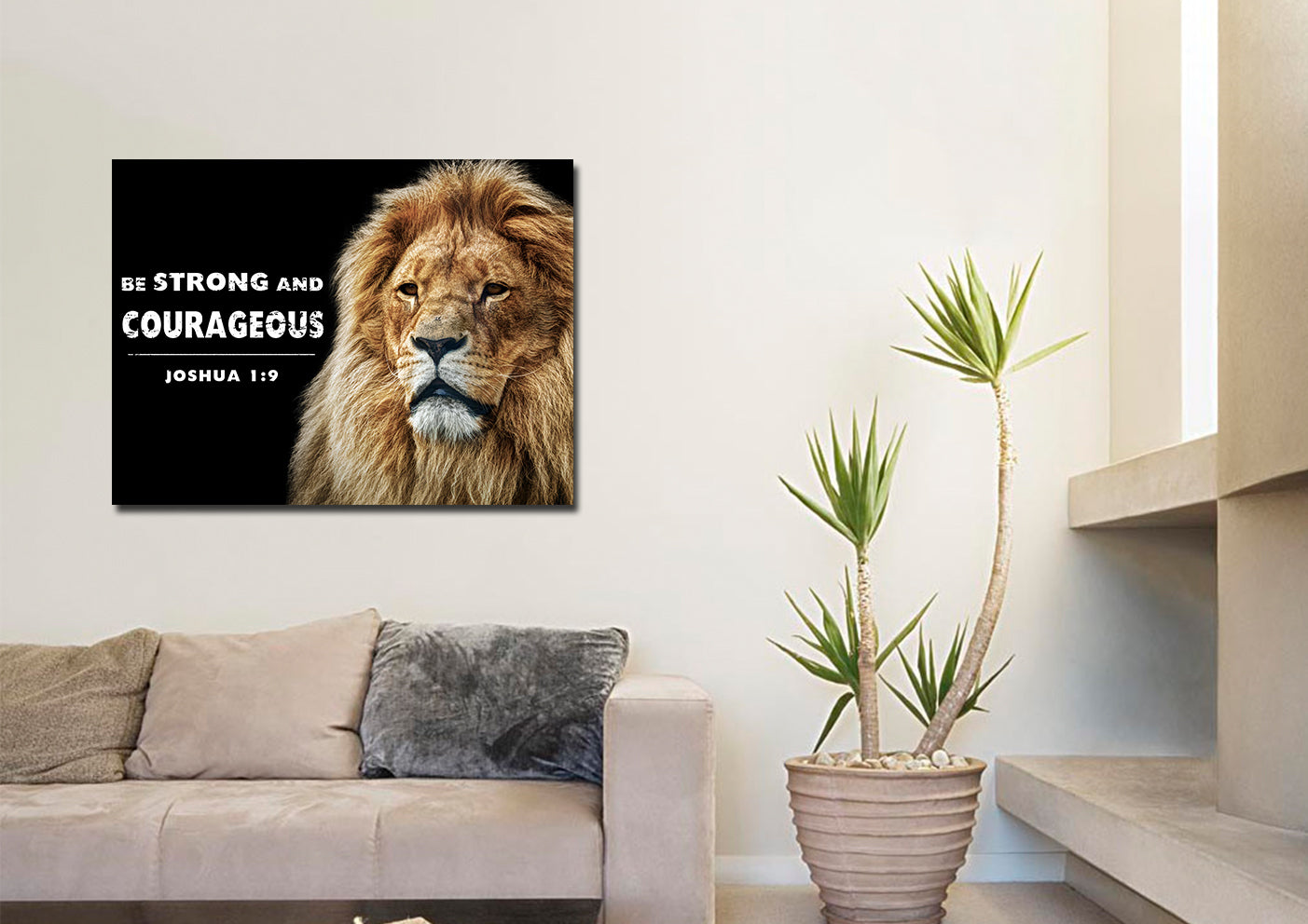 King Of Lions Joshua 19 Be Strong And Courageous Wall Art