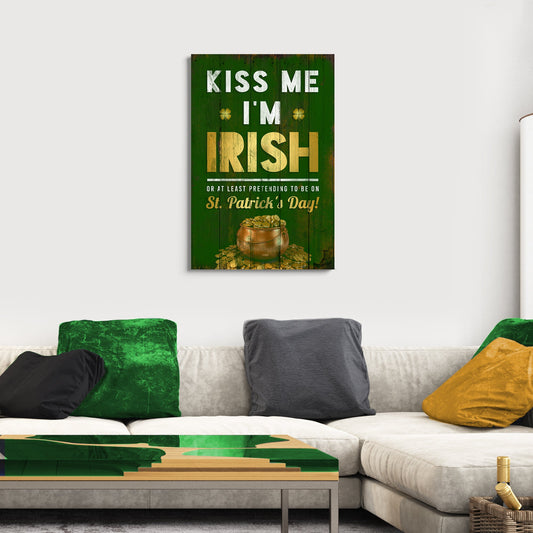 Kiss Me I'm Irish Canvas Wall Art - St Patrick's Day Canvas Pictures - Christian Wall Decor