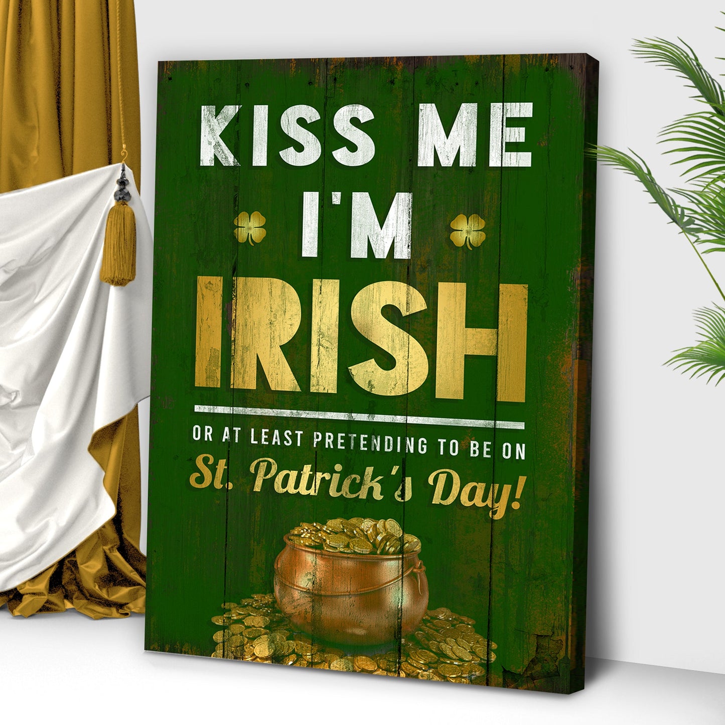 Kiss Me I'm Irish Canvas Wall Art - St Patrick's Day Canvas Pictures - Christian Wall Decor