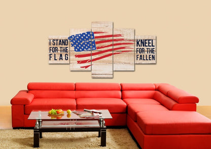 Kneel For The Fallen American Flag Patriotic Wall Art - Christian Canvas Wall Art