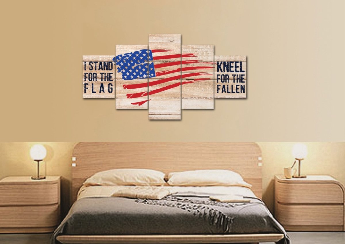 Kneel For The Fallen American Flag Patriotic Wall Art - Christian Canvas Wall Art