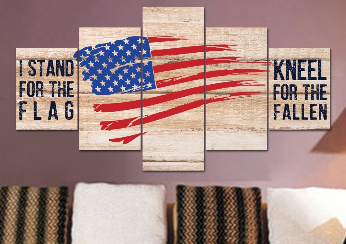 Kneel For The Fallen American Flag Patriotic Wall Art - Christian Canvas Wall Art
