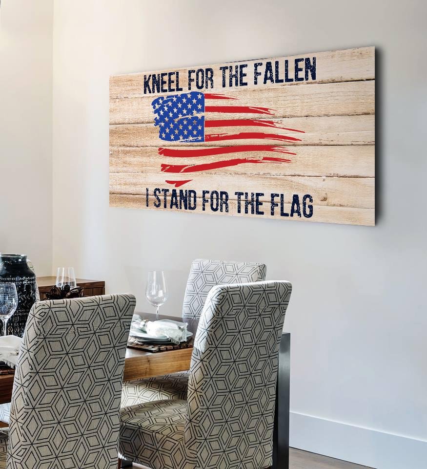 Kneel For The Fallen American Flag Patriotic Wall Art - Christian Canvas Wall Art