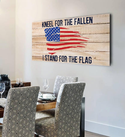 Kneel For The Fallen American Flag Patriotic Wall Art - Christian Canvas Wall Art