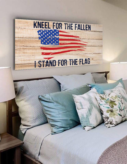 Kneel For The Fallen American Flag Patriotic Wall Art - Christian Canvas Wall Art
