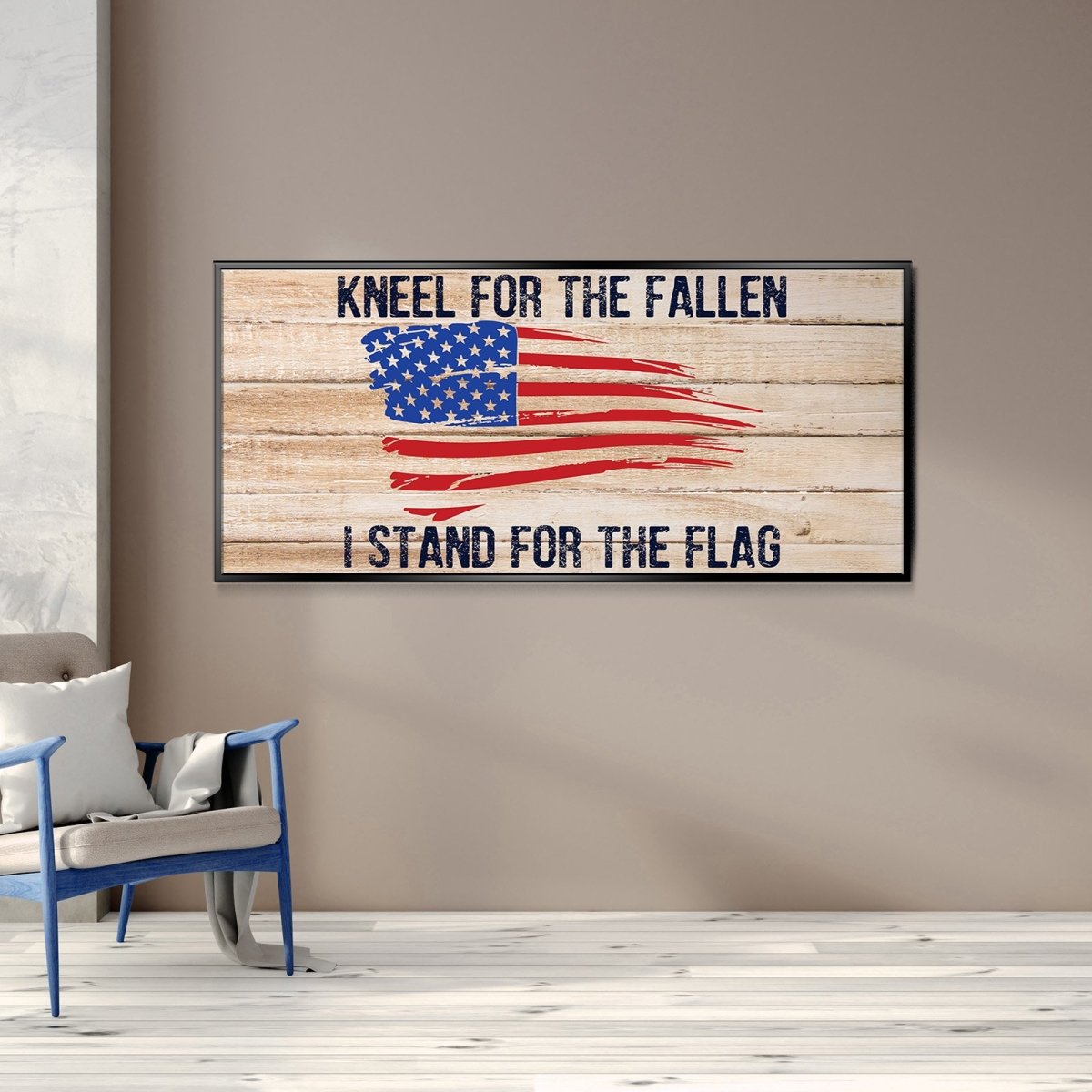 Kneel For The Fallen American Flag Patriotic Wall Art - Christian Canvas Wall Art