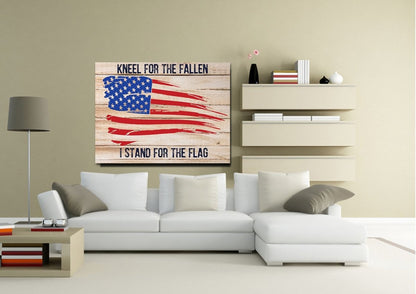 Kneel For The Fallen American Flag Patriotic Wall Art - Christian Canvas Wall Art