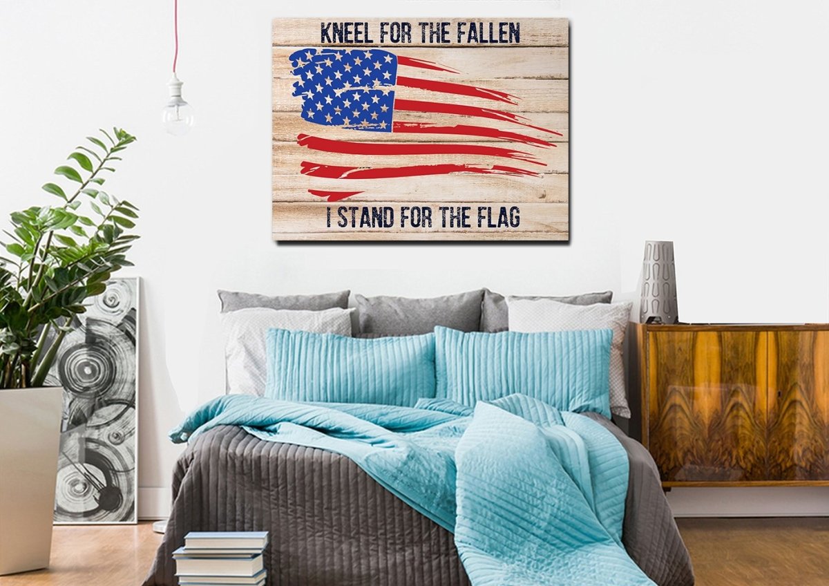Kneel For The Fallen American Flag Patriotic Wall Art - Christian Canvas Wall Art