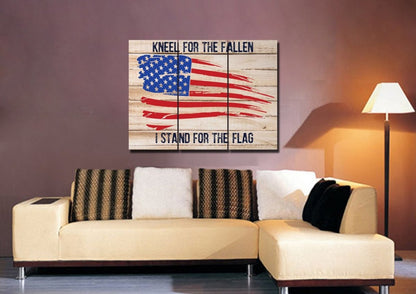 Kneel For The Fallen American Flag Patriotic Wall Art - Christian Canvas Wall Art