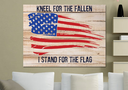 Kneel For The Fallen American Flag Patriotic Wall Art - Christian Canvas Wall Art