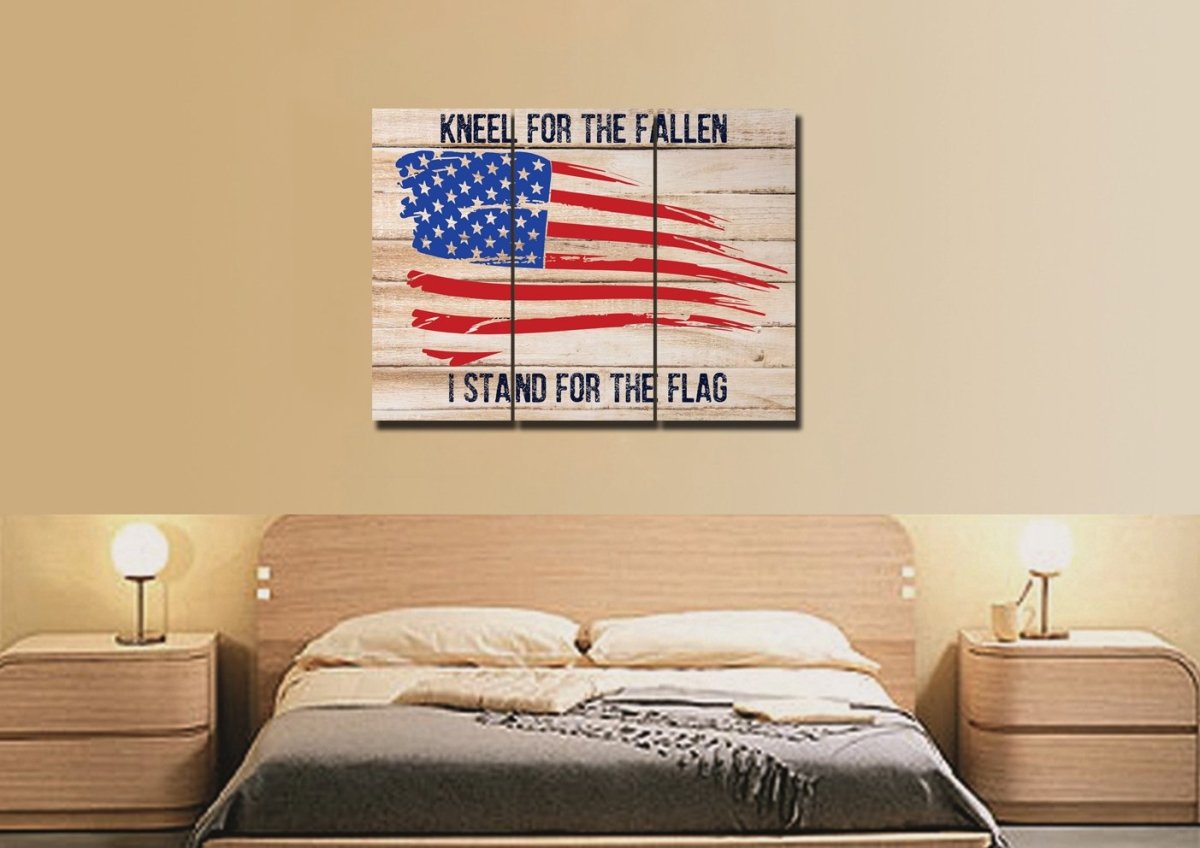 Kneel For The Fallen American Flag Patriotic Wall Art - Christian Canvas Wall Art
