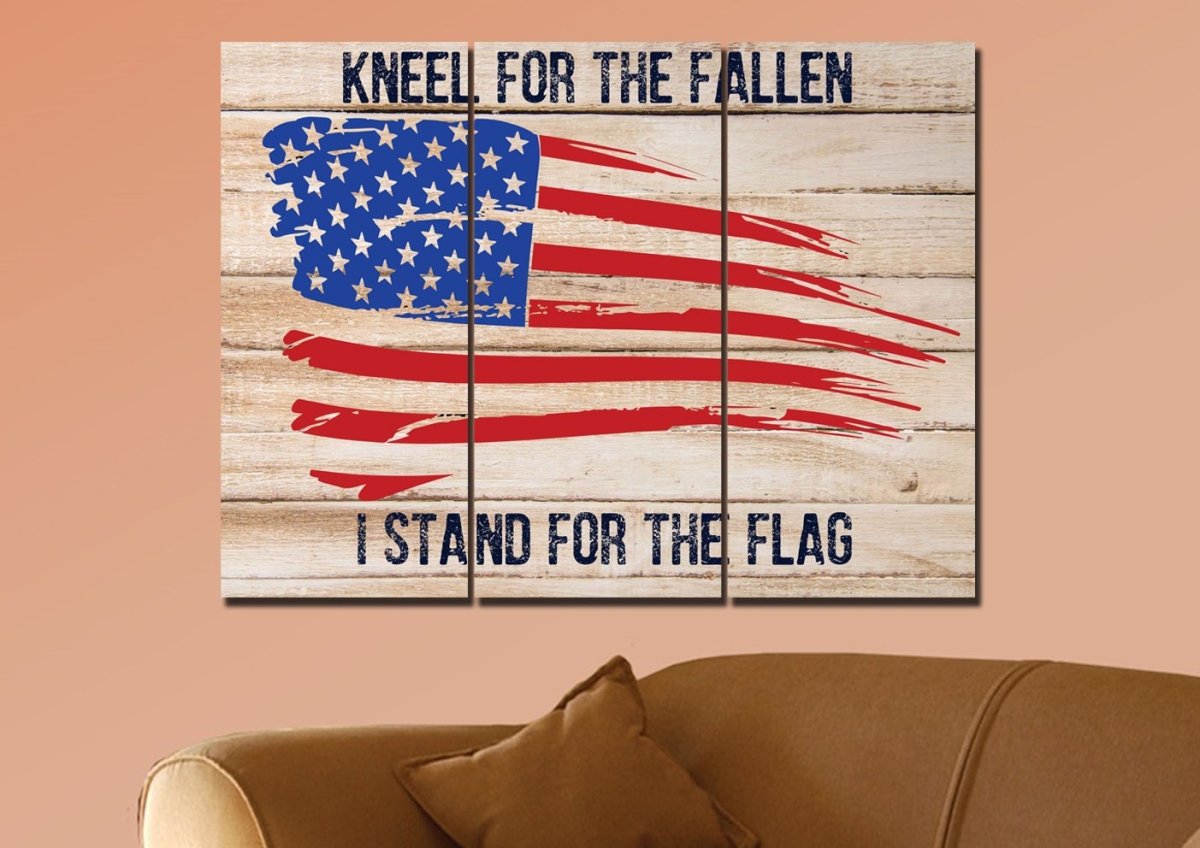 Kneel For The Fallen American Flag Patriotic Wall Art - Christian Canvas Wall Art