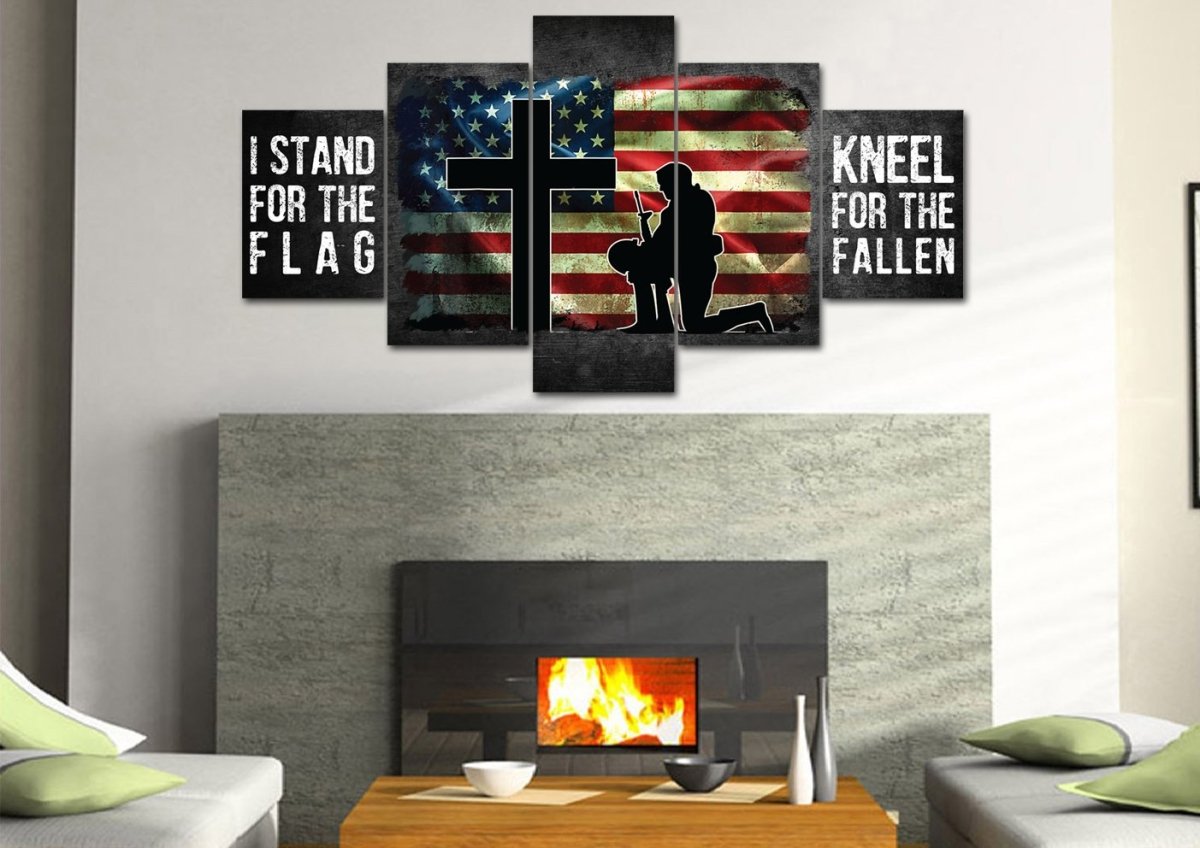 Kneel For The Flag American Flag Patriotic Wall Art - Christian Canvas Wall Art