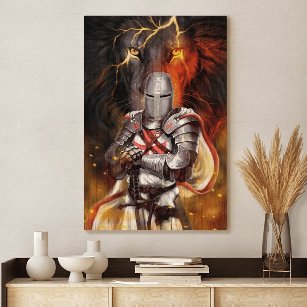 Knight Templar And Lion Jesus Canvas Wall Art - Christian Wall Posters ...
