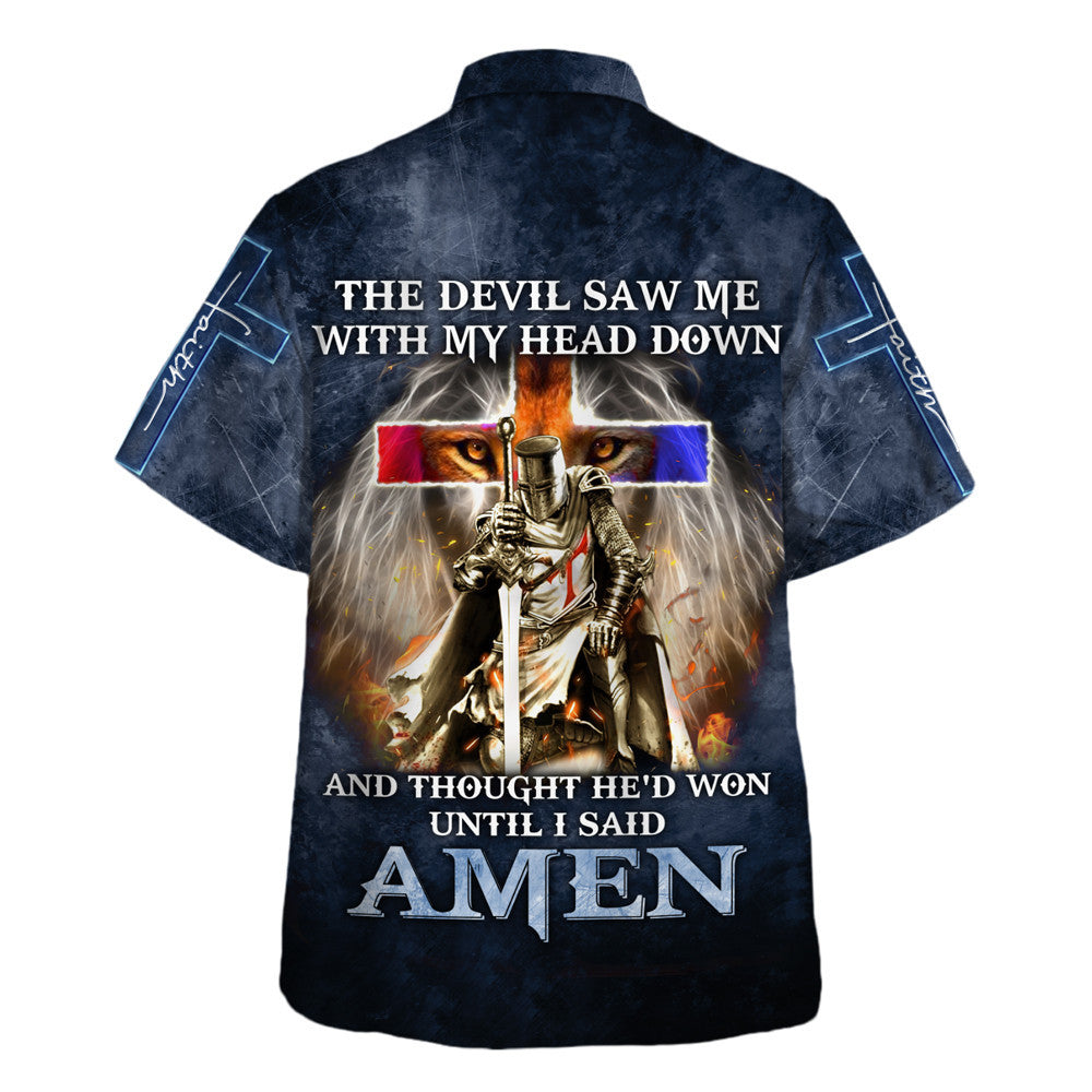 Knight Templar The Devil Saw Me With My Head Down Lion Hawaiian Shirt - Christian Hawaiian Shirt - Religious Hawaiian Shirts