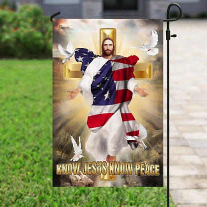 Know Jesus Know Peace Christian Cross House Flag - Christian Garden Flags - Christian Flag - Religious Flags